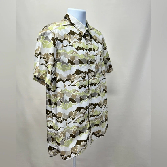 NORTH FACE Brown and white abstract mountain print shirt size L. - Picture 8 of 12